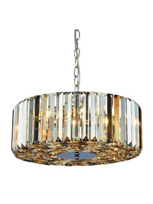 Chapeau 5Lt Pendant/Semi-Flush - Chrome & Mixed Glass