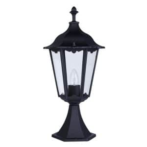 Alex 55cm Outdoor Post  -  Silk Black Metal & Glass , IP44