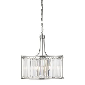 Victoria 5Lt Drum Pendant - Chrome Metal & Clear Crystal