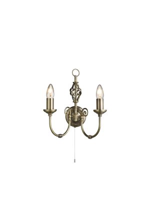 Zanzibar 2Lt Wall Light - Antique Brass Metal