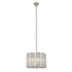 Alexandra 5Lt Pendant - Satin Silver & Aquatex Glass