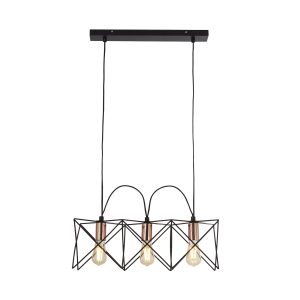 Anthea 3Lt Pendant - Black Metal & Copper