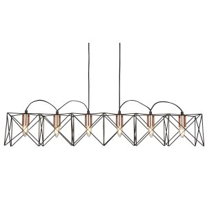 Anthea 6Lt Pendant - Black Metal & Copper