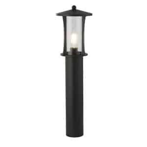 Pagoda Outdoor Post - Black Metal & Clear Glass