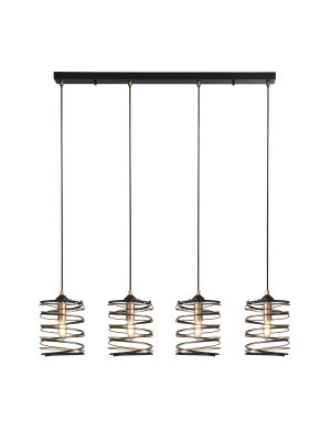 Spring 4Lt Bar Pendant - Black Metal & Gold