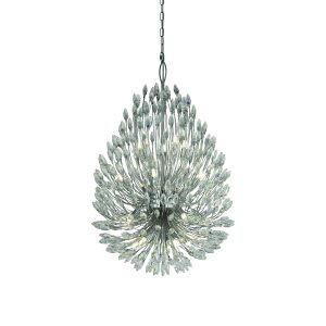 Peacock 20Lt Pendant - Chrome Metal & Crystal