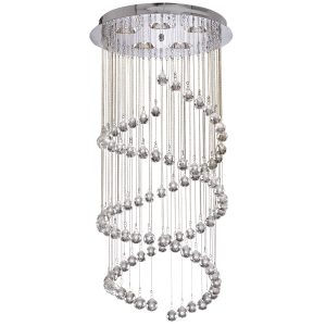 Hallway 5Lt Multi-Drop Pendant- Chrome Metal & Clear Crystal