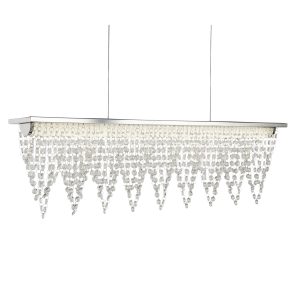 Drape LED Bar Pendant - Chrome Metal & Clear Crystal