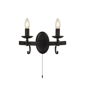 Cartwheel III 2Lt Wall Light - Black Wrought Iron