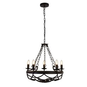 Cartwheel III 5Lt Pendant - Black Wrought Iron