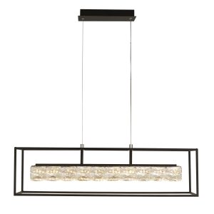 Elevator LED Pendant - Matt Black Frame & Crystal Centre
