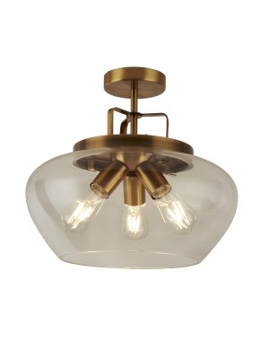 Boule 3Lt Semi Flush - Bronze & Clear Glass