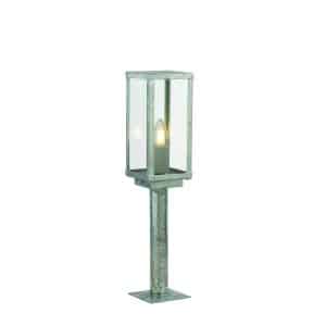 Box II Outdoor Post - Galvanised Silver Metal & Glass
