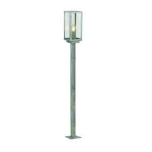 Box II Outdoor Post - Galvanised Silver Metal & Glass