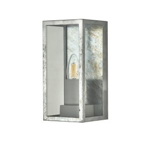 Box II Outdoor Wall Light - Galvanised Silver Metal & Glass