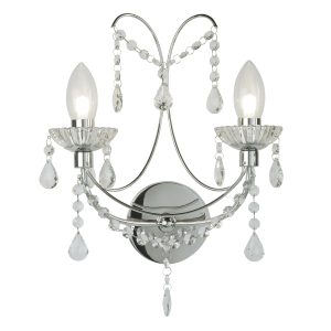 Autumn 2LT Bathroom Wall Light - Chrome Metal