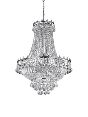 Versailles  9Lt Chandelier  - Chrome Metal & Crystal
