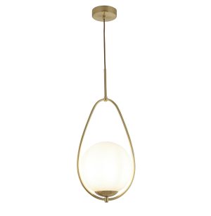Avalon Pendant - Gold Metal & Opal Glass