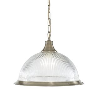 American Diner Pendant - Antique Brass & Glass