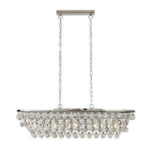Michelle 5Lt Pendant - Chrome Metal & Rain Drop Glass