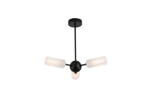 Cosmic 3Lt Semi-flush Black Metal with Textured Acrylic