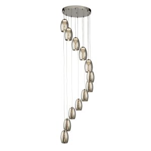 Cyclone 12Lt Multi-Drop Pendant- Chrome Metal & Smoked Glass