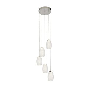 Cyclone 5Lt Multi-Drop Pendant - Chrome Metal & Glass