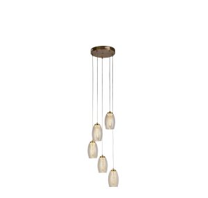 Cyclone 5Lt Pendant - Bronze Metal & Champagne Glass