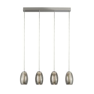 Cyclone 4Lt Bar Pendant - Chrome Metal & Smoked Glass