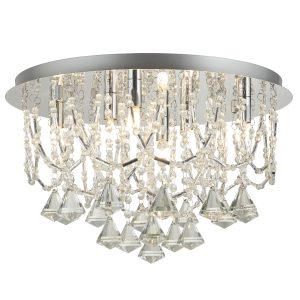 Mela 6Lt Flush -  Chrome & Clear Crystal Pyramid Drops