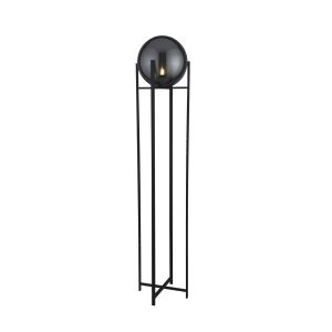 Amsterdam Floor Lamp  - Black Metal & Smoked Glass