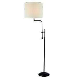Munich Floor Lamp - Matt Black Metal & Natural Linen Shade