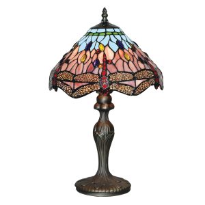 Dragonfly Table Lamp - Antique Brass & Stained Glass