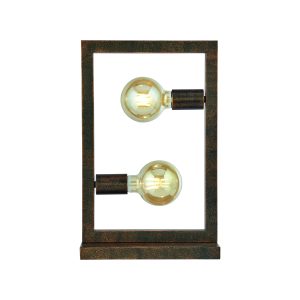 Oblong 2Lt Table Lamp - Rustic Brown Metal