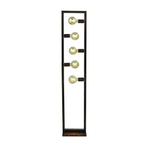 Oblong 5Lt Floor Lamp - Rustic Brown Metal