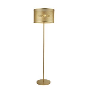 Fishnet Floor Lamp - Gold Metal & Mesh Shade