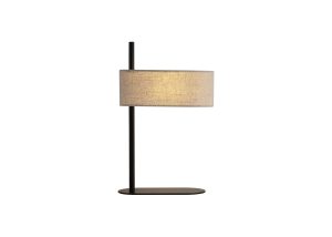 Hessian 1Lt Table Lamp, Black Metal with Linen Shade