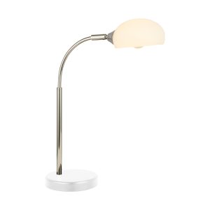 Astro Table Lamp - Black & Chrome Metal & Opal Glass Shade