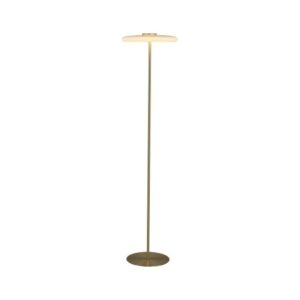 Record 1Lt Floor Lamp, Gold Metal with White Glass