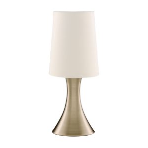 Touch Table Lamp - Antique Brass Metal & Cream Fabric Shade