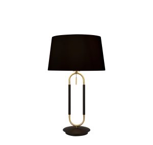 Jazz Table Lamp - Black, Satin Brass Metal & Black Velvet