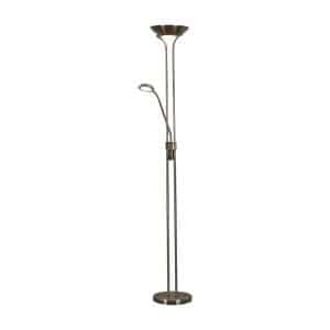 Mother & Child Floor Lamp - Antique Brass Metal & Glass