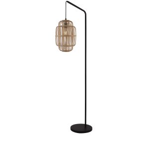 x Java Floor Lamp - Black Metal & Bamboo Shade
