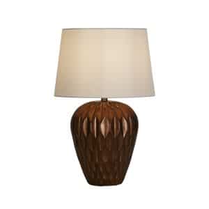 Rosetta 1Lt Table Lamp, Bronze Resin and White Linen Shade