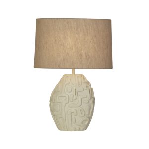 Adelaide 1Lt Table Lamp, Cream Resin with Oatmeal Linen Shad