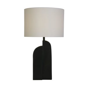 Perth 1Lt Table Lamp, Matt Black Resin & White Linen Shade