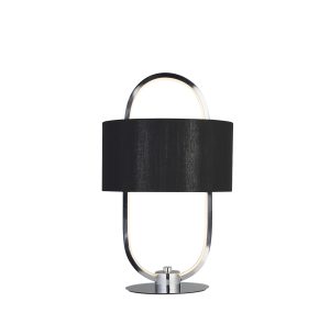 Madrid Table Lamp - Chrome Metal & Black Fabric Shade