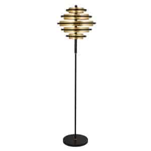 Hive 5Lt Floor Lamp - Black Metal & Gold Leaf