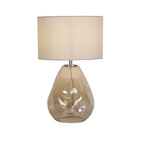 Devon 1Lt Table Lamp, Champagne Punched Glass with Off White