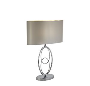 Loopy Table Lamp - Chrome Metal& Oval Silver Faux Silk Shade
